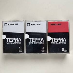 送料込 ★ テプラ TEPRA 9mm 青・赤・白テープ ブラックインク KING JIM
