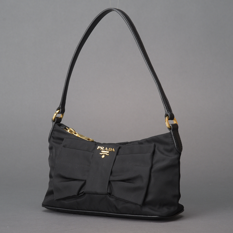 未使用 極美品 PRADA プラダ リボン ハンドバッグ ハンドポーチ