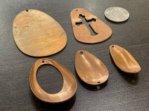 *[ engraving / handcraft etc.. metal raw materials ] copper made accessory raw materials ( 10 character . pulling out hole have kbomi other ) total 5 point set weight : total 47.5g* postage 140 jpy ~