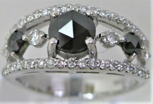 【東京 谷中 質屋おぢさん】K18WG18金ホワイトゴールド ブラックダイヤ0.75ct ダイヤ1.02ct