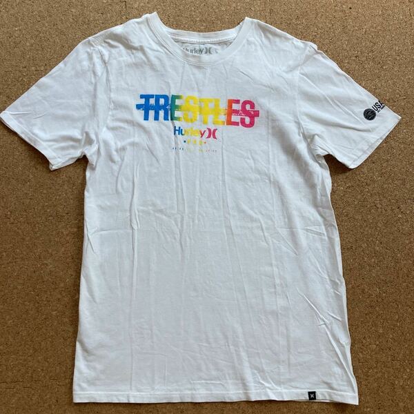 【レア】Hurley ハーレー　サーフィン　Tシャツ　サーフT サーファー　波乗り　Mサイズ　白　TRESTLES オールドサーフ　半袖Tシャツ 