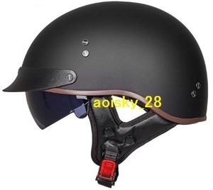 人気 ハーレー バイク 半帽、半キャップ ヘルメット ビンテージ 内蔵サングラス ジェットヘルメット　M　L　XL　XXL サイズ、多色 選択可 