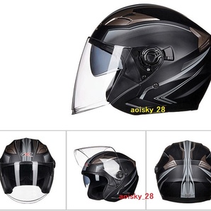 新品 バイク ダブルレンズ ジェットヘルメット フルフェイスヘルメット 内蔵サングラス 通気 モトクロス ※S M L XL サイズ、5柄の画像6