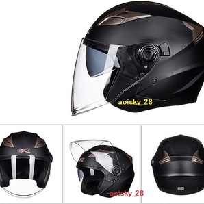 新品 バイク ダブルレンズ ジェットヘルメット フルフェイスヘルメット 内蔵サングラス 通気 モトクロス ※S M L XL サイズ、5柄の画像10