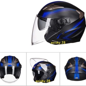 新品 バイク ダブルレンズ ジェットヘルメット フルフェイスヘルメット 内蔵サングラス 通気 モトクロス ※S M L XL サイズ、5柄の画像4