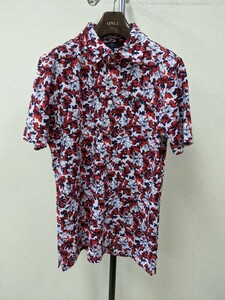 キャロウェイ 総柄 半袖ポロシャツ メンズ L 赤白紺 ゴルフウェア 502