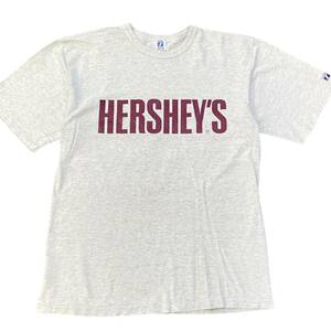 90s USA製 HERSHEY'S Tシャツ L グレー ハーシーズ HERSHEYS チョコレート キスチョコ 企業 ロゴ LOGO7 ヴィンテージ