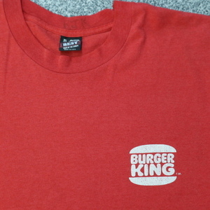 90s USA製 BURGER KING Tシャツ XL レッド バーガーキング ワンポイント ロゴ 企業 ハンバーガー レストラン ヴィンテージ