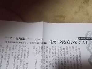 特典SSペーパー　騎士団長は恋人が愛くるしくてたまらない! (ハニー文庫) こいなだ 陽日 (著), 八美☆わん (イラスト)