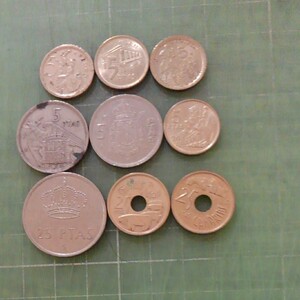 スペイン旧硬貨×9枚(1957~97年)