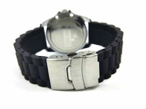 シリコンラバーストラップ Wロックバックル 交換用腕時計ベルト キャタピラ ブラック 22mm