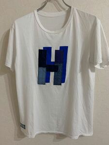 ハリウッドランチマーケット　H.R.REMAKE メンズ　半袖Tシャツ MサイズHロゴパッチワーク