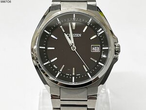 ★CITIZEN シチズン アテッサ Eco-Drive エコドライブ H128-R006860 電波ソーラー チタン デイト メンズ 腕時計 稼働 ジャンク 9867O6-19