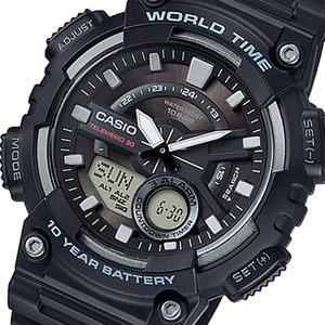 【新品】【箱無し】カシオ CASIO アナデジ クオーツ メンズ 腕時計 AEQ-110W-1AJF ブラック 国内正規 ブラック