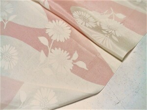  kimono flap ( old cloth ) silk feather two -ply feather lining raw .. water . flower (37x292,27x96cm)[ just a little with defect ]