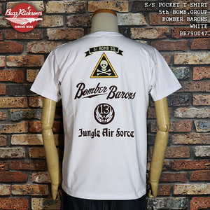 【M】BUZZ RICKSONS バズリクソンズ　S/S POCKET T　5th BOMB.GROUP BOMBER BARONS ボンバーバロンズ WHITE BR79047 東洋エンタープライズ