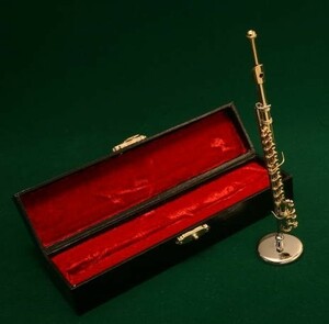 ミニチュア楽器（フィギュア）フルート カラーゴールド 金属製 1/6（14cm） サンライズサウンドハウス（飾り物で音は出ません） 買いだおれ