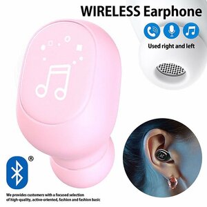 ワイヤレスイヤホン ワイヤレス スポーツ Bluetooth5.1 マイク 左右兼用 片耳 高音質 iPhone android 7987959 ピンク 新品 1円 スタート