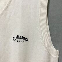 CALLAWAY キャロウェイ Vネック ワンポイント ロゴ刺繍 コットンアクリル ニットベスト size.LL ホワイト ゴルフウェア 大きいサイズ_画像2