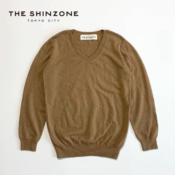 ☆良品 ザ シンゾーン THE SHINZONE カシミヤ Vネック ニット セーター キャメル size F 日本製