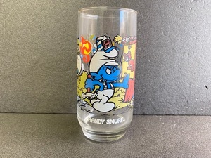 80s SMURF HANDY Vintage Glass Smurf handy Vintage glass tumbler glass V-11-5