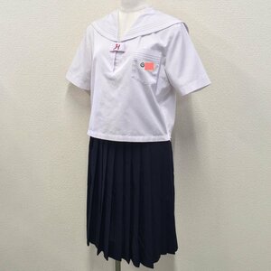 A554(中古)兵庫県 浜の宮中学校 セーラー服 上下セット /L/W68/セーラー/スカート/白3本ライン/Kanko/半袖/夏服/夏用/高校/学生服/女子学生