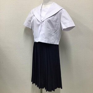 O210 (中古) 校名不明 セーラー服 上下セット /M/W66/L61/セーラー/スカート/NIKKE/半袖/夏服/制服/学生服/女子学生/中学校/高校