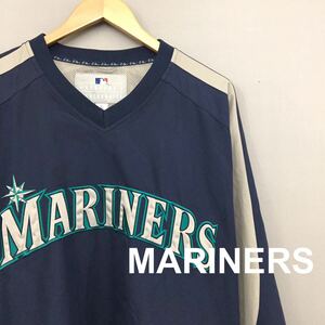 シアトルマリナーズ　mariners メジャーリーグ　トレーニングジャケット　ウェア　プルオーバー　ピスケ　ブルー　メンズ　Lサイズ　♭▼
