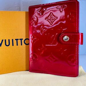 ■美品■ LOUIS VUITTON ヴィトン R21016 モノグラム ヴェルニ アジェンダPM 手帳カバー ポムダムール 赤 