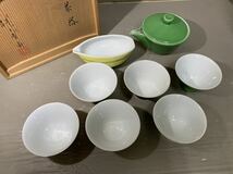 K370 煎茶道具 窯変 煎茶器 朝日豊斎造 急須 鈞窯釉 朝日焼 宝瓶 七十四代朝日焼 山城宇治 推根津彦弟猾命孫七十四代_画像2