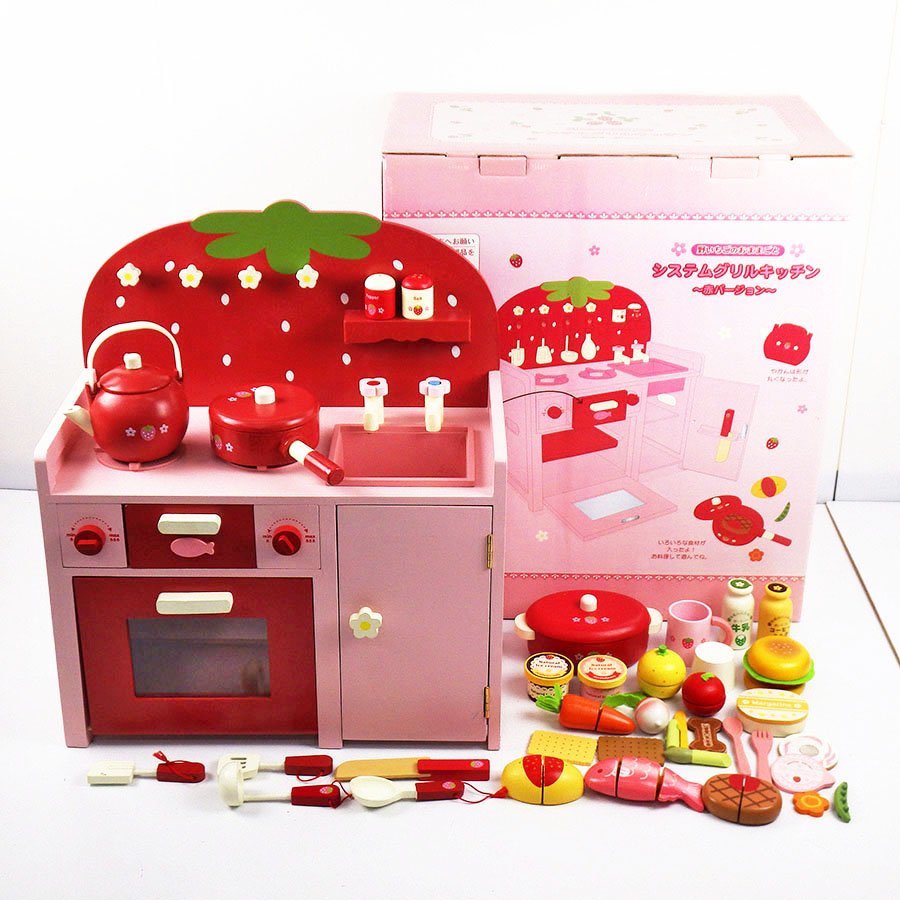 【最安値挑戦！】 マザーガーデン ピンクバージョン システムグリルキッチン 野いちごおままごと 知育玩具