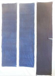 木綿藍染め　良く使い込まれた布　襤褸　藍布　切れ込み　手織り　A　ぼろ　木綿　古布　3枚　古民具　ハギレ　藍染め　藍鉄色　　