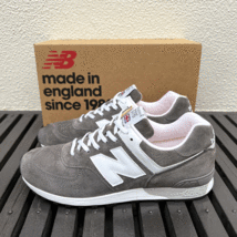 廃番 UK製 New Balance M576GRS グレー×ホワイト US8.5 26.5cm 美品 イギリス英国製 灰/白 NB スエード スニーカー Made In England_画像1