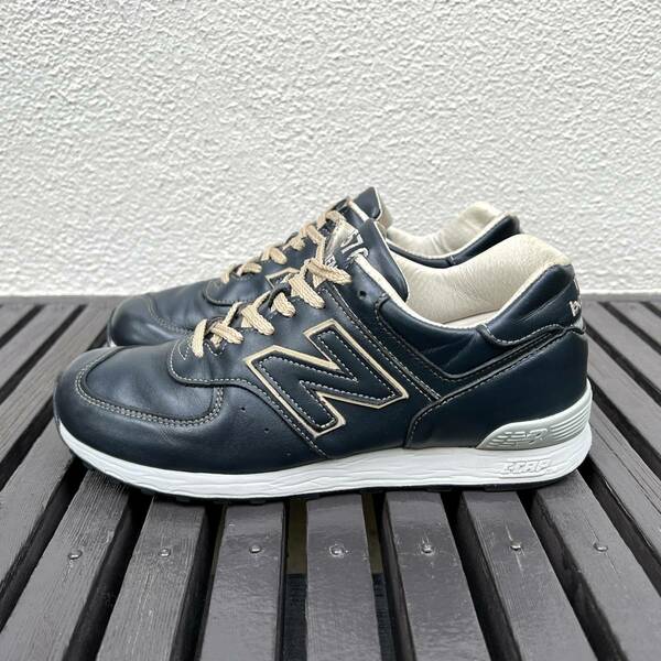 オールレザー UK製 New Balance LM576UK SHI NAVY US7 25cm 限定 M576 リミテッドモデル NB スニーカー 紺 ネイビー Made In England