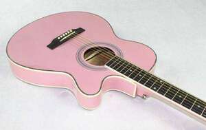 ☆男女兼用☆アコースティックギター 40インチ 電気音響ギター 本体 ピンク バンド