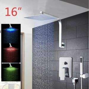 バスルームシャワー蛇口セット レインヘッド+ミキサータップシャワーヘッド 耐久性 ソリッドブラド ウォーターフォールレイン