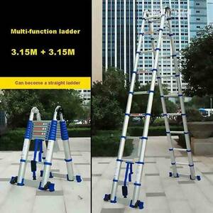 C2852 portable home use folding ladder JJS511 high quality thickness aluminium alloy 3.15M + 3.15M multifunction ladder engineer ring ladder 