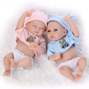 フルシリコン 入浴可 リボーンドール リアル 赤ちゃん人形 双子セット トドラードール ベビードール 28cm 高級 洋服付 K