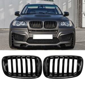 車 光沢 黒フロントバンパー カスタム 高品質 グリル BMW E70 E71 X5 X6 2007-2013