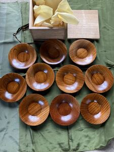 木製　茶托　10客セット　茶道具　煎茶道具　小皿 未使用品　桐箱つき