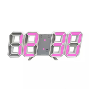 3D立体時計　ピンク　LED壁掛け時計　置き時計　両用　デジタル時計　インスタ映え　置き型　LED　デジタル　アラーム付　目覚まし時計☆