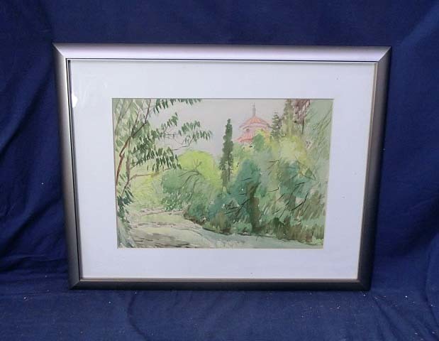 480359 Watercolor by Shinzo Matsumoto, tentative title Landscape (framed), from Saga Prefecture, member of the Japan Watercolor Association, Painting, Oil painting, Nature, Landscape painting