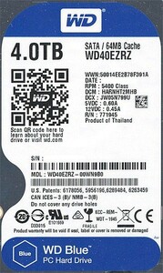 Western Digital製HDD WD40EZRZ 4TB SATA600 5400