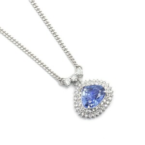 サファイアダイヤモンドネックレス Pt850/Pm900・ブルーサファイア2.90ct・ダイヤ0.50/0.26ct ソーティング付