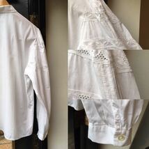 ヨーロッパ古着 ブラウス vintage blouse shirt 刺繍 レース 長袖 半袖 シャツ LV718_画像9