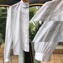 ヨーロッパ古着 ブラウス vintage blouse shirt 刺繍 レース 長袖 半袖 シャツ LV718_画像4