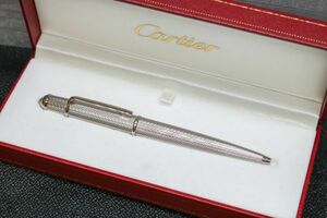 美品 カルティエ ディアボロ ドゥ カルティエ ツイスト式 ボールペン M軸 シルバーカラー 筆記確認済 箱有 Cartier