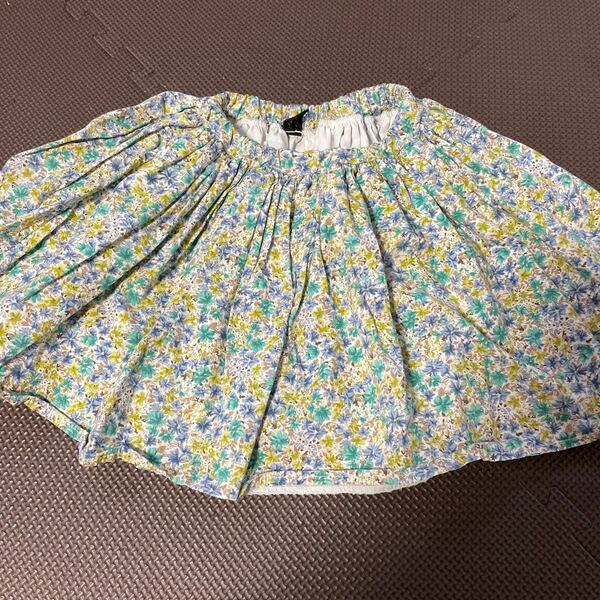 ブルー系　小花柄　たっぷりギャザー　スカート　韓国子供服　