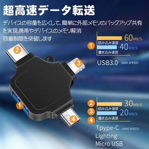 カードリーダー USB 3in1 カードリーダー iPhone/Type-C