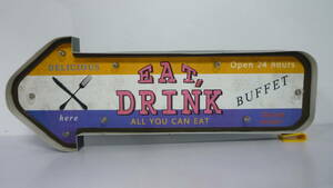 40530-2　DELICIOUS　EAT　DRINK　BUFFET　61×23×5cm　看板　デリシャス　イート　ドリンク　ビュッフェ　アメリカン　レトロ　ネオン
